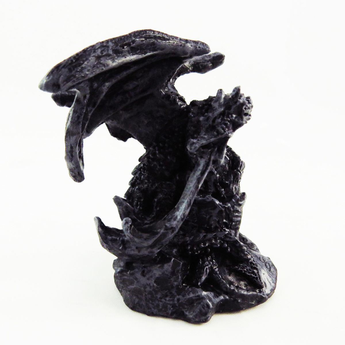 Mini statuette résine \'Dragon Mystique\' gris foncé - 6 cm - [A0418]