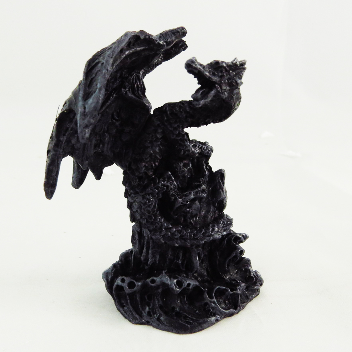Mini statuette résine \'Dragon Mystique\' gris foncé - 6 cm - [A0422]