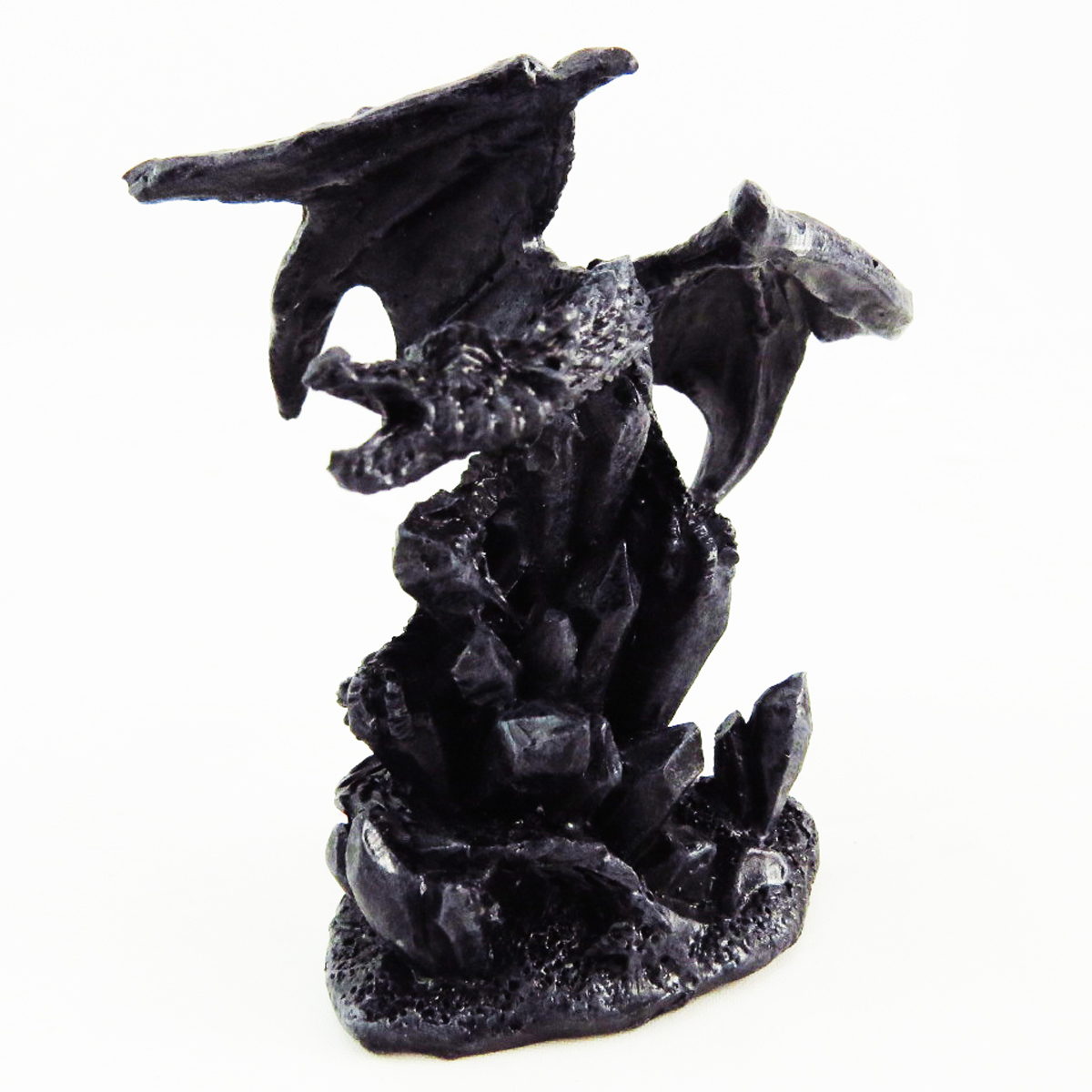 Mini statuette résine \'Dragon Mystique\' gris foncé - 6 cm - [A0426]