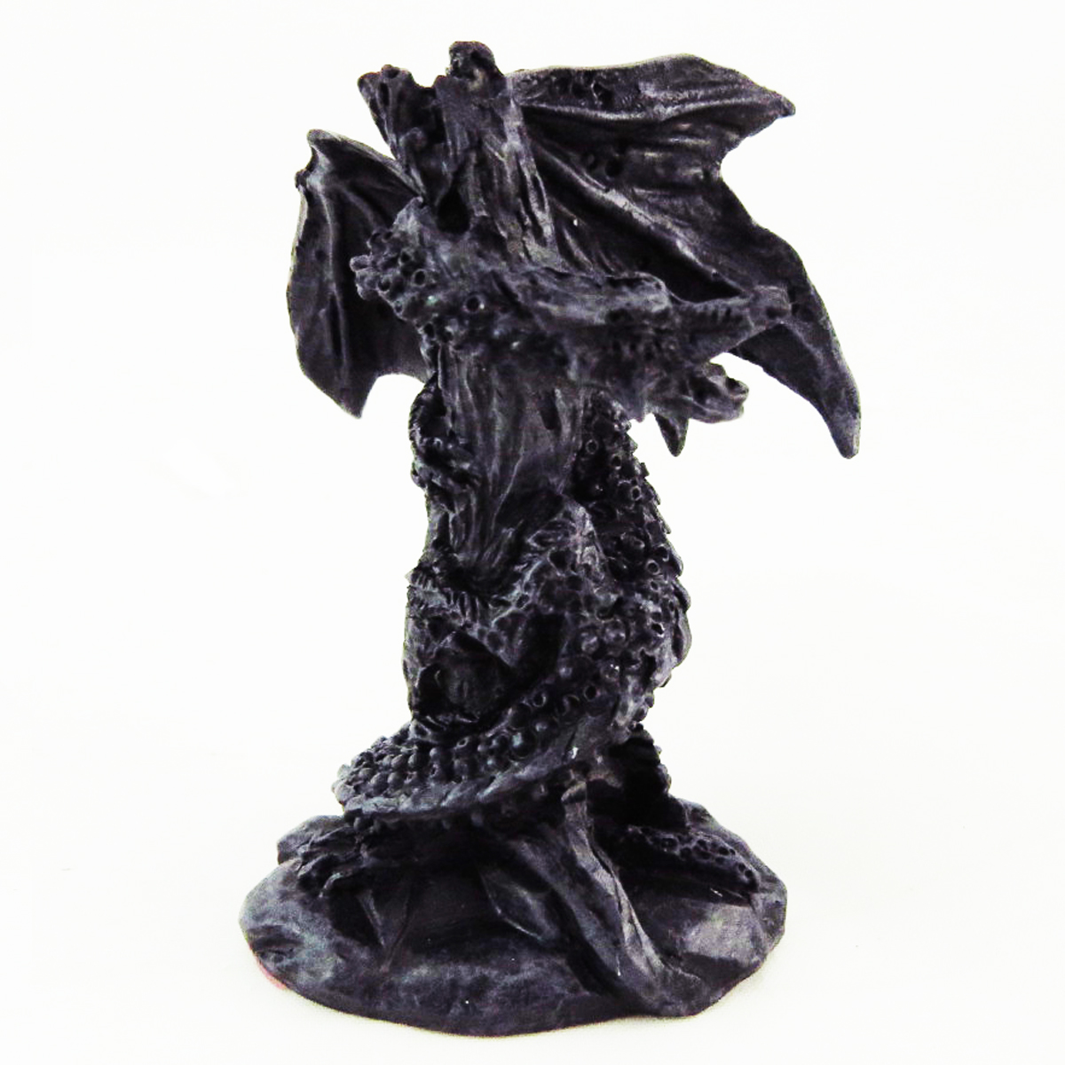 Mini statuette résine \'Dragon Mystique\' gris foncé - 6 cm - [A0427]