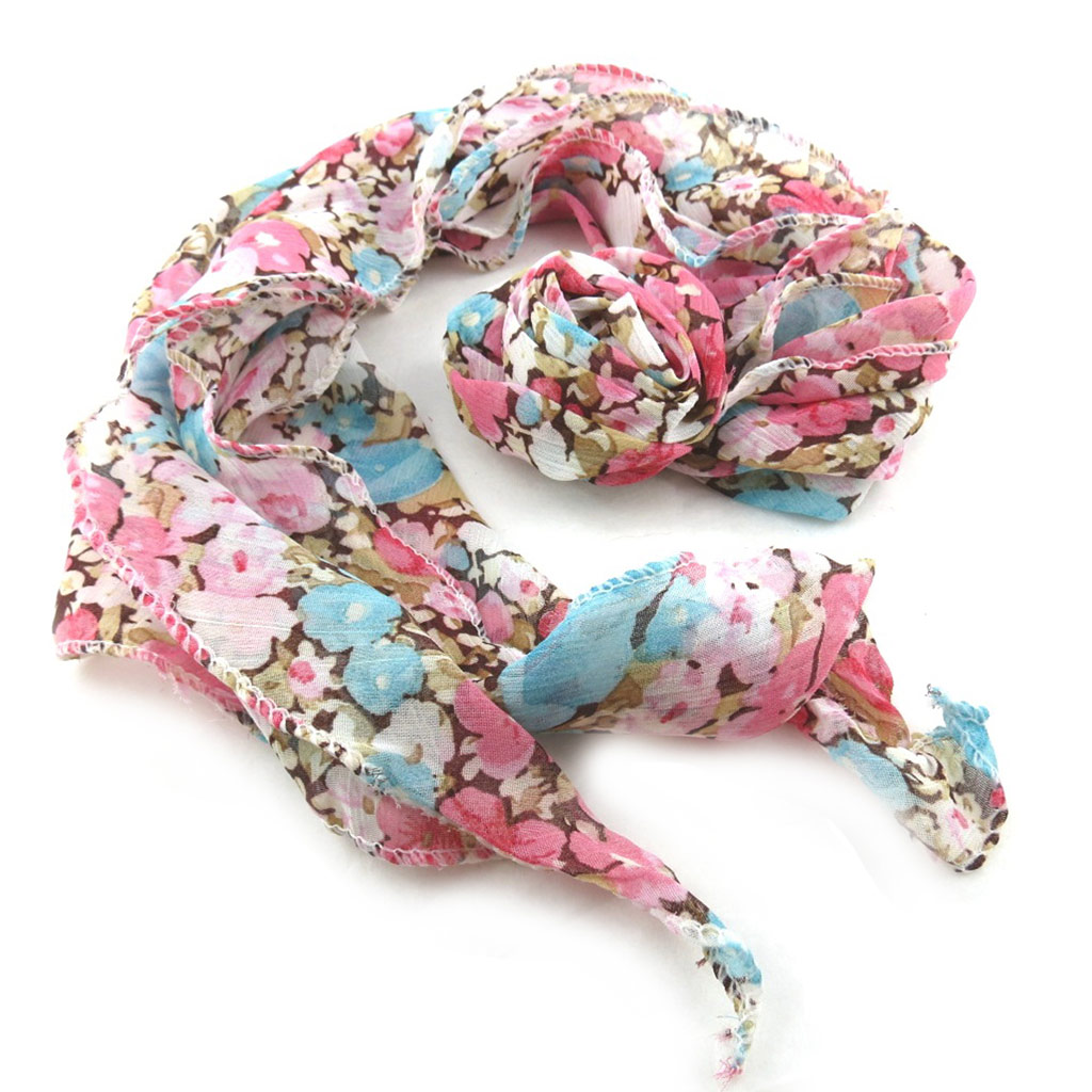 Echarpe broche \'Scarlett\' rose bleu  - 65x18 cm, broche 8 cm - [M7586]