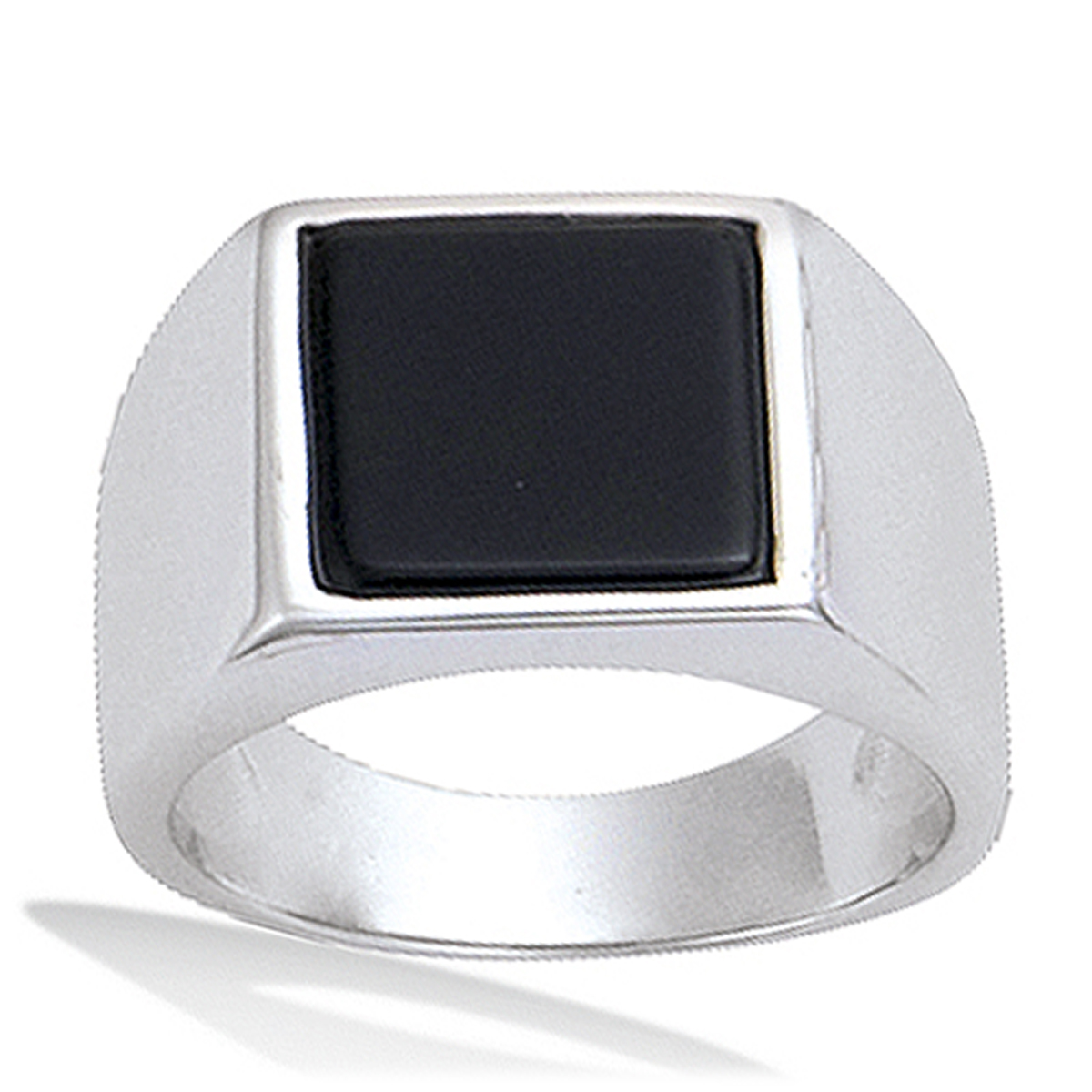 Bague Homme Argent \'King\' onyx (rhodié) - 10x10 mm - [N1538]