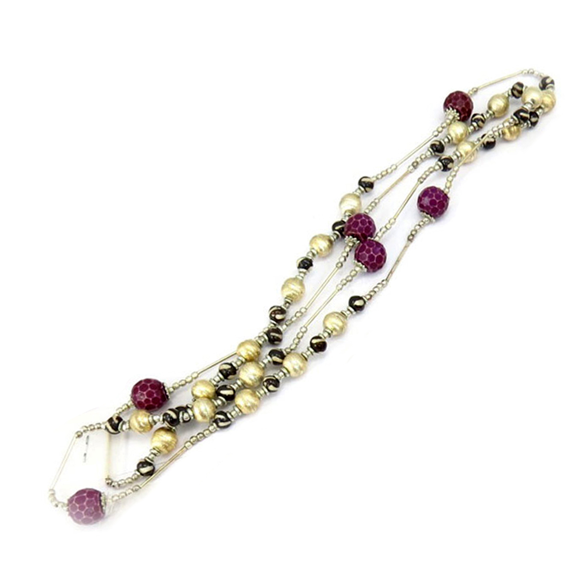 Sautoir créateur \'Kilimanjaro\' violet argenté - 140 cm 12 mm - [R3188]