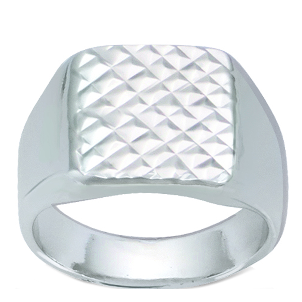 Chevalière Homme Argent \'Charles\' argenté (rhodié) - 13x13 mm - [R3216]