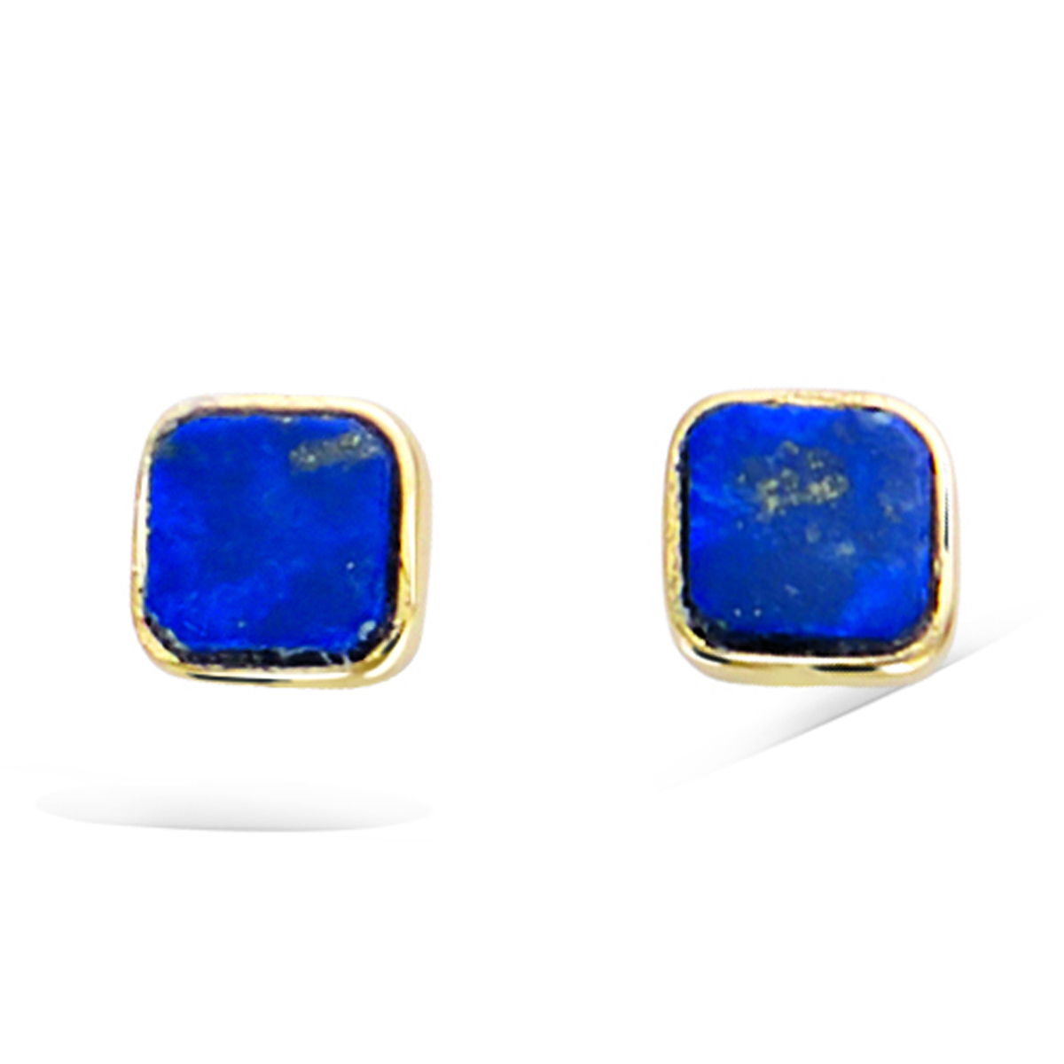 Boucles plaqué or \'Mineralia\' sodalite doré - 5x5 mm - [R3445]