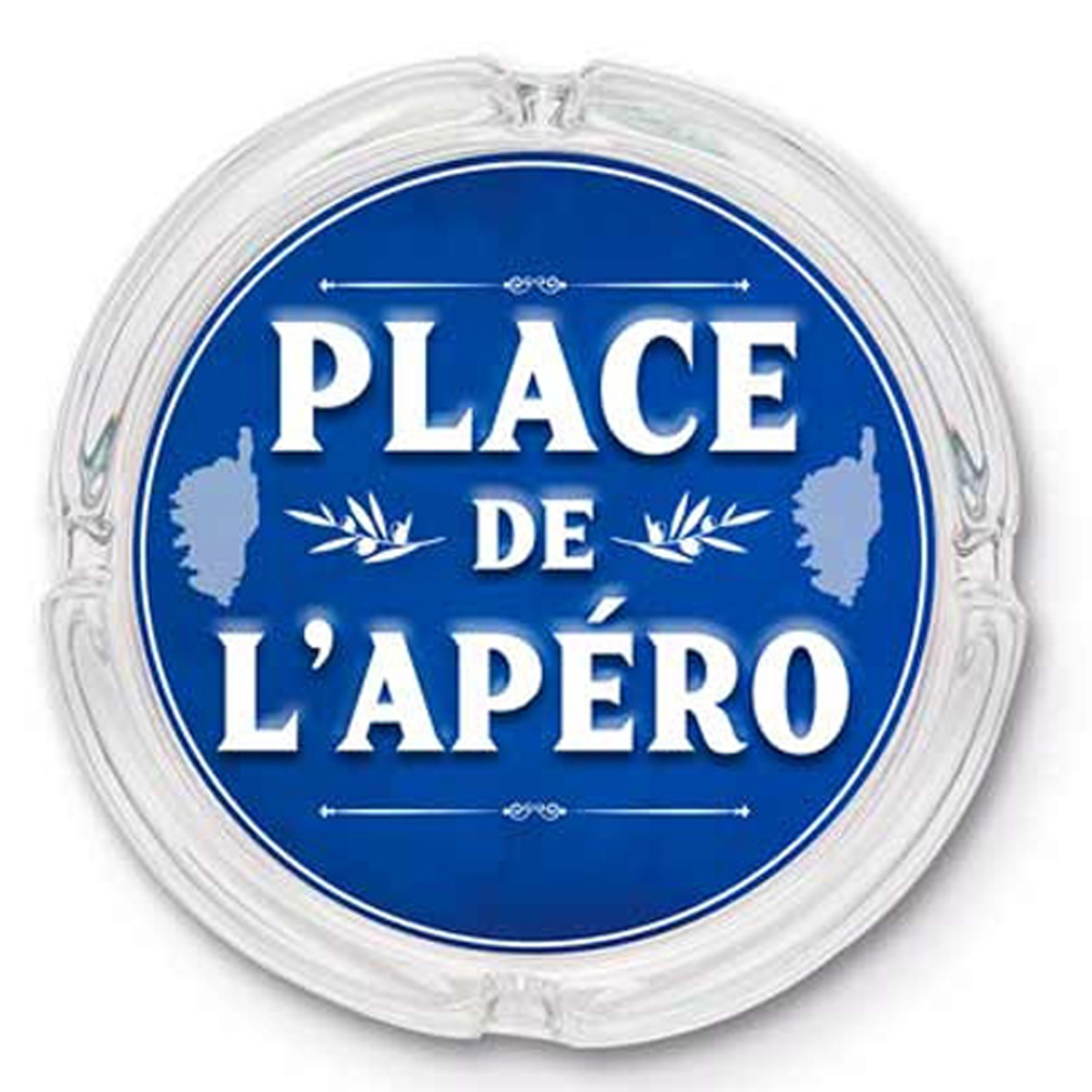 Cendrier verre \'Corsica\' bleu (Place de l\'Apéro) - 105x3 cm - [A0651]