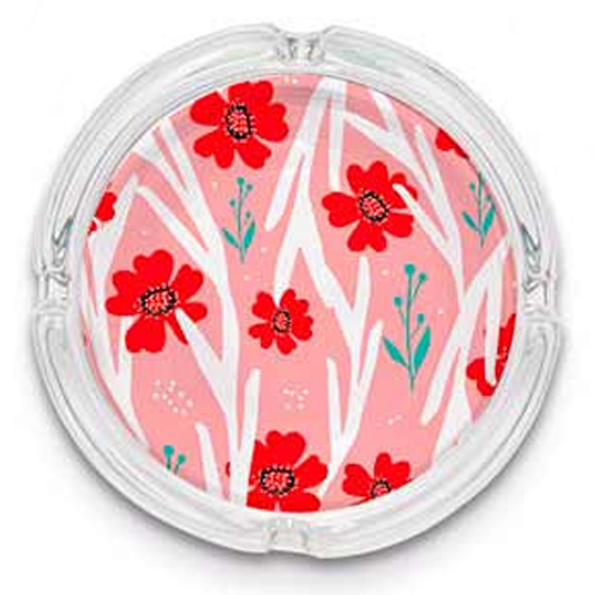 Cendrier verre \'Fleurs\' rouge rose - 105x35 cm - [A0656]
