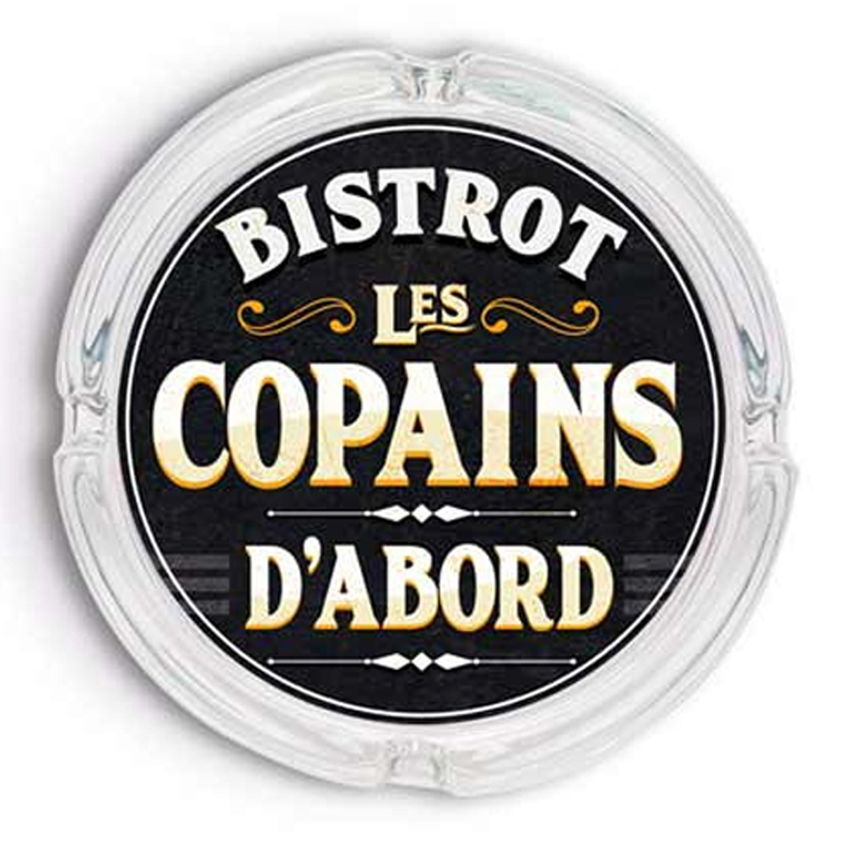 Cendrier verre \'Messages\' (Bistrot Les copains d\'abord) - 105x35 cm - [A0661]