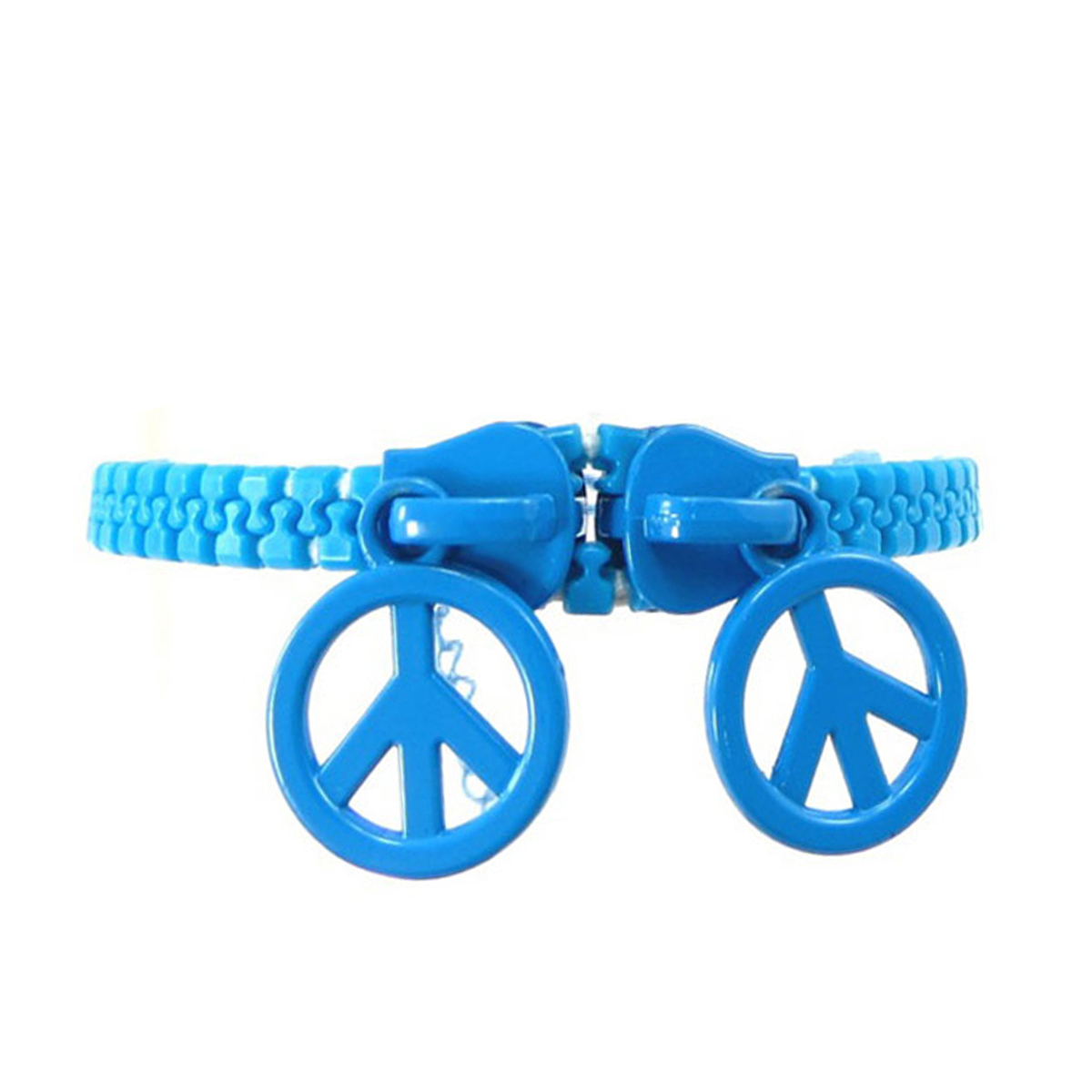 Bracelet résine \'Zip\' bleu (peace) - 16 mm - [R3252]