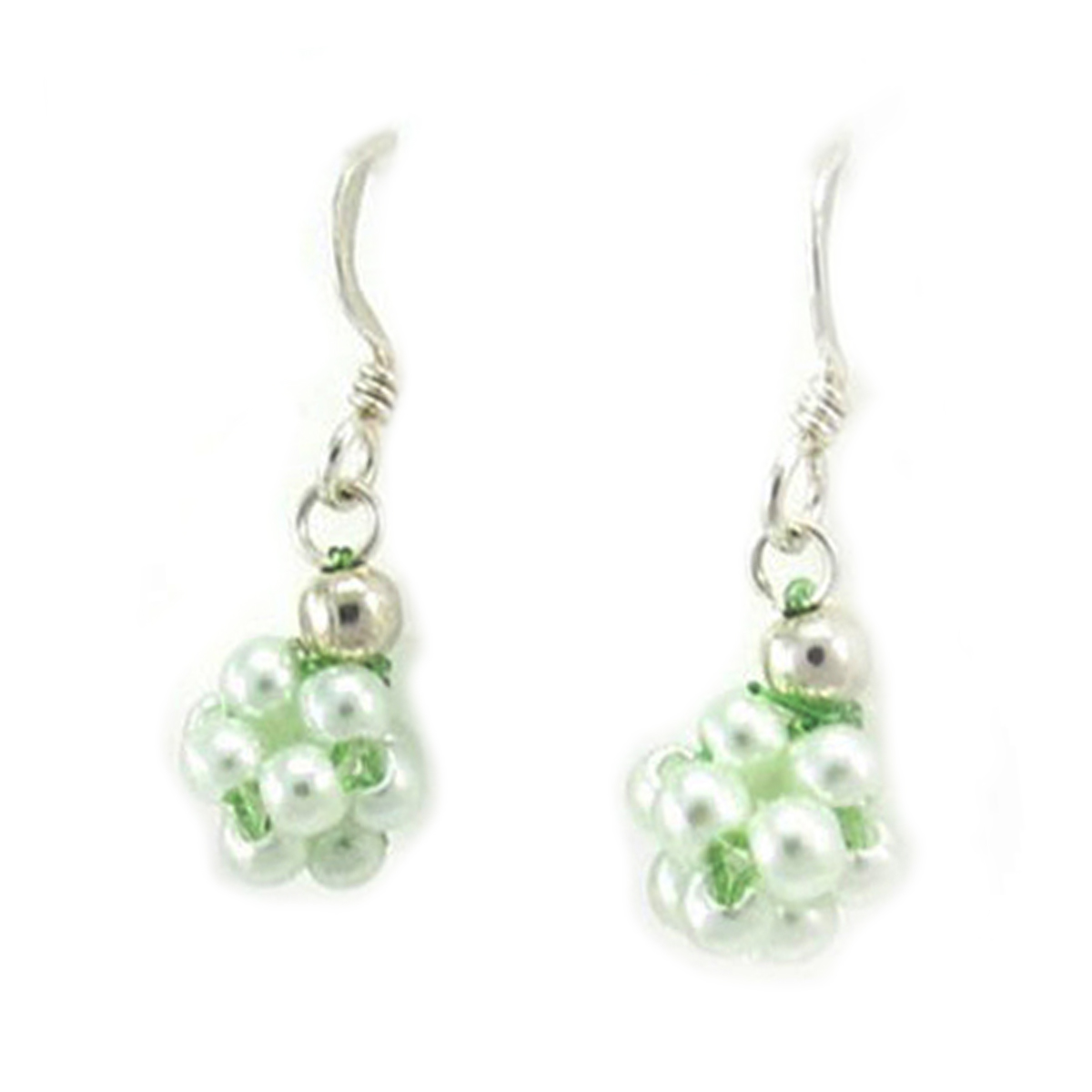 Boucles argent \'Perla\' vert - 25x9 mm - [R3260]