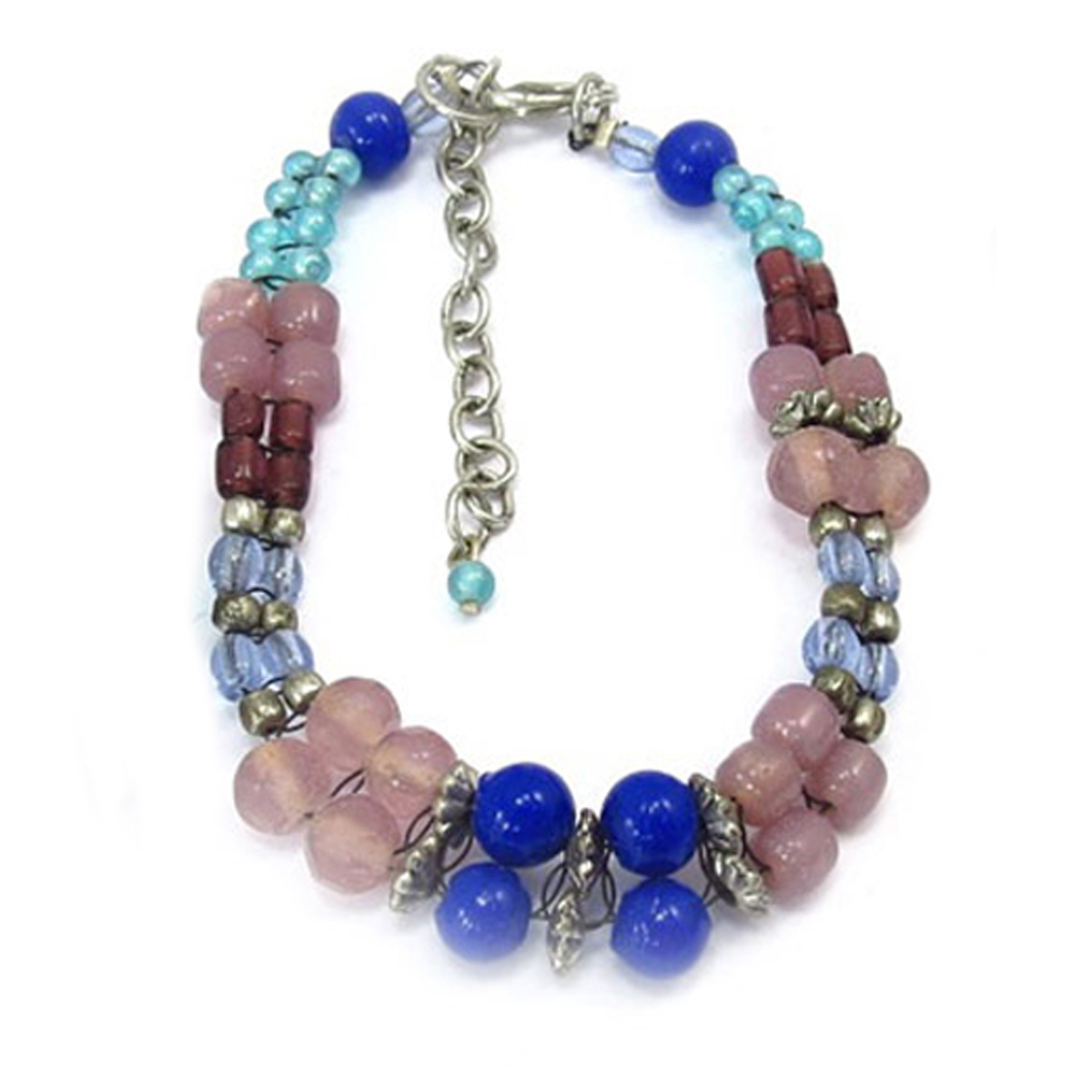 Bracelet ethnique \'Kilimanjaro\' bleu mauve  - [R3266]