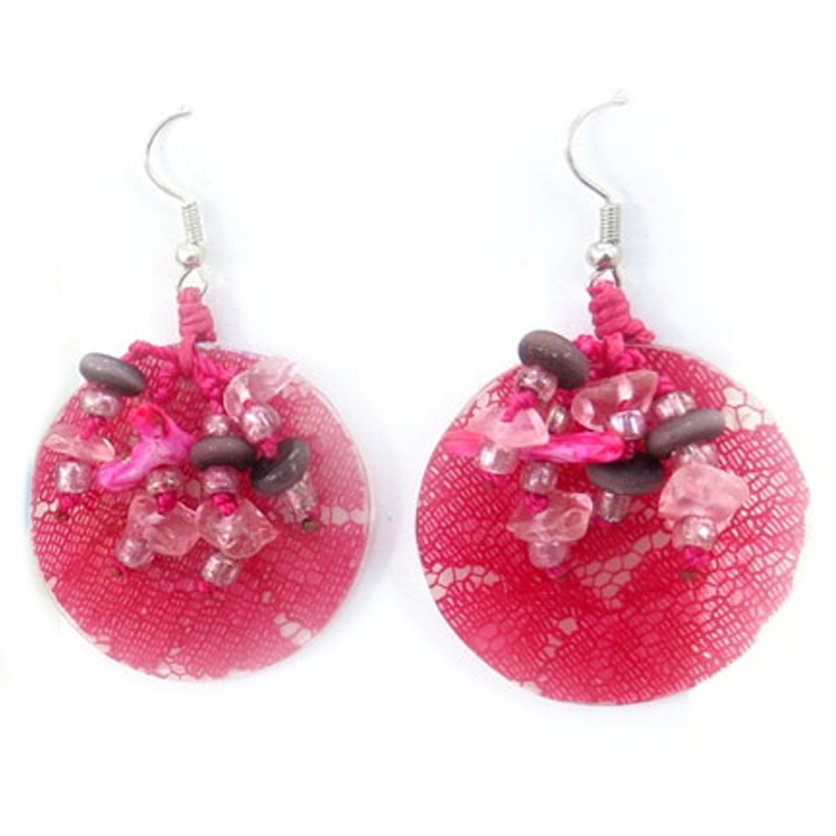 Boucles d\'oreilles \'Carmen\' rose - 36 mm - [R3288]