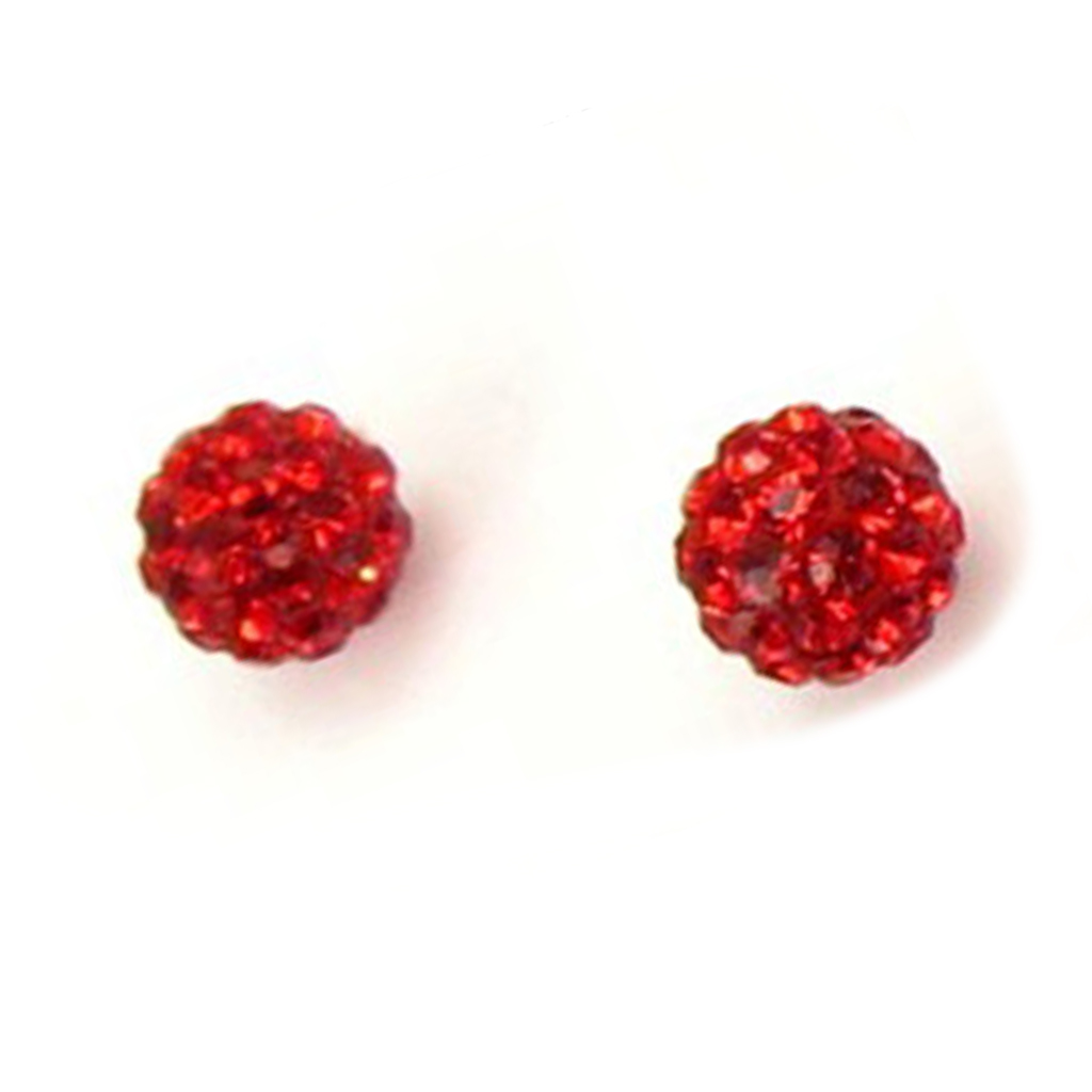 Boucles argent \'Sissi\' rouge - 5 mm - [R3305]