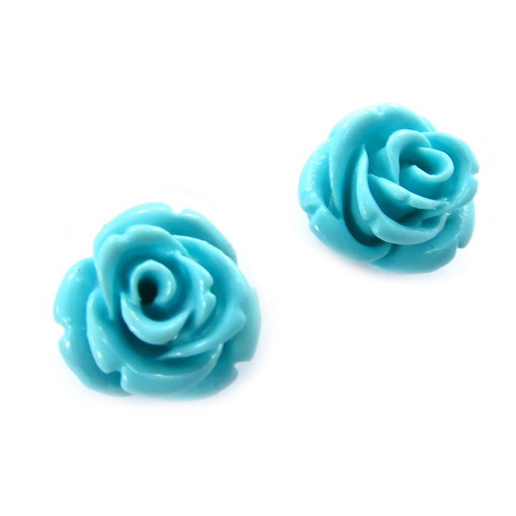 Boucles argent \'Rosa Romantica\' turquoise - 12 mm - [K3141]