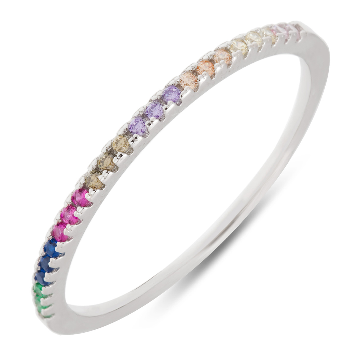 Bague alliance Argent \'Sissi\' multicolore argenté (rhodié) - 1 mm - [R0715]