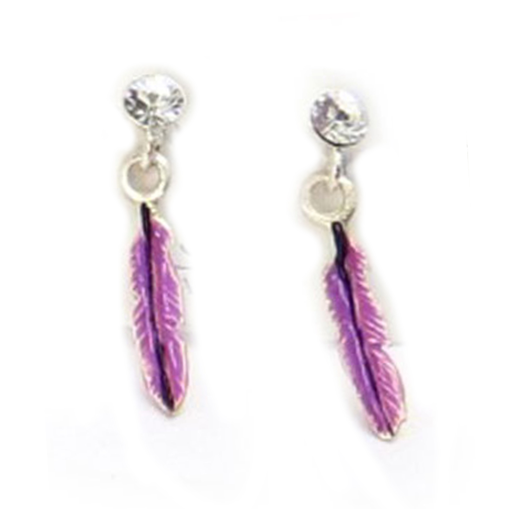 Boucles d\'oreilles argent \'Cheyennes\' violet argenté - 20x3 mm - [R3309]