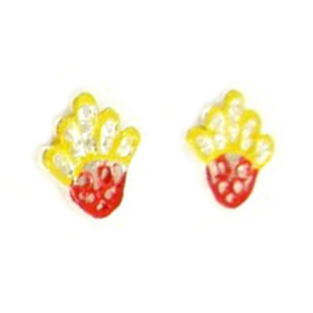 Boucles d\'oreilles argent \'Fatma\' jaune rouge - 7 mm - [R3319]