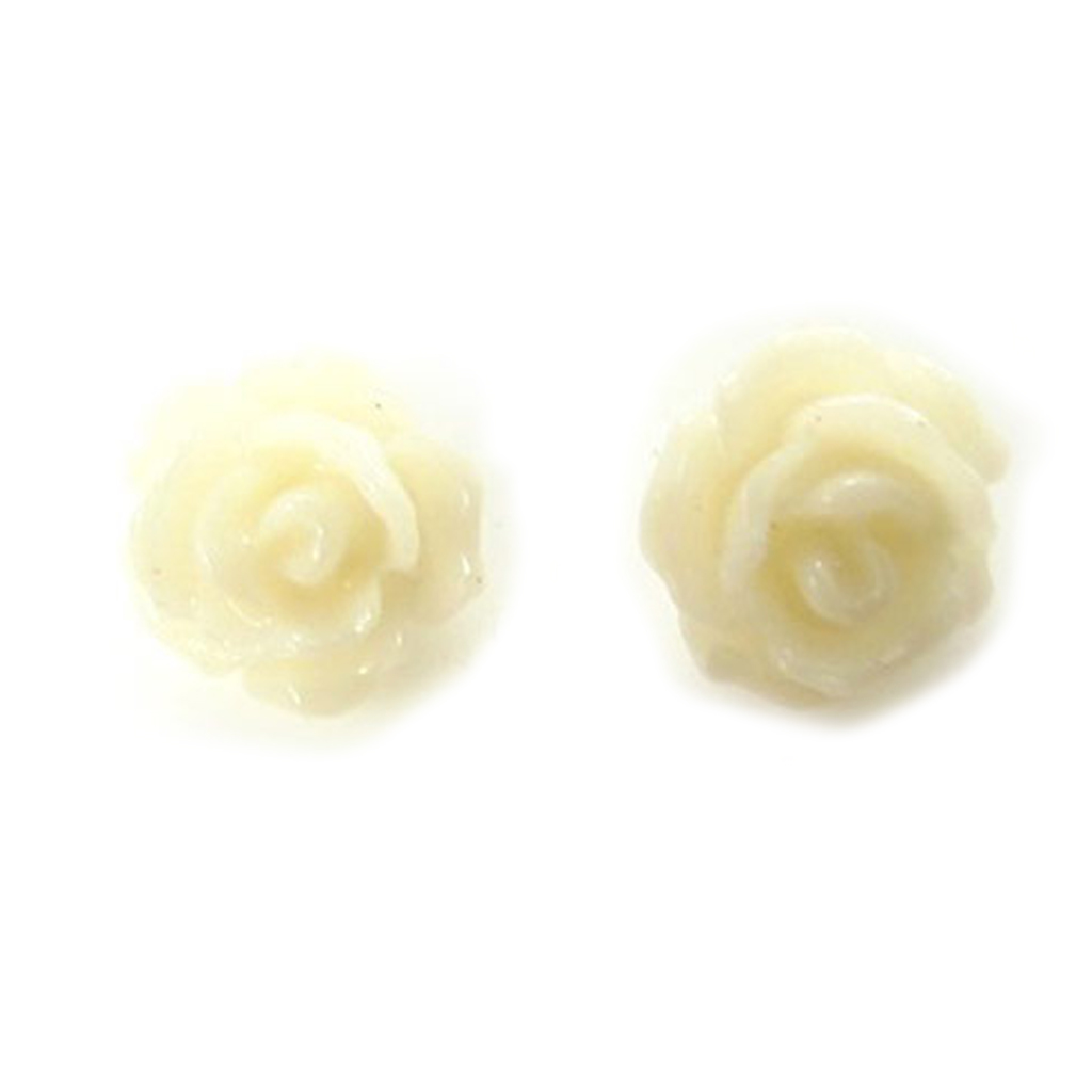 Boucles d\'oreilles argent \'Rosa Romantica\' beige - 7 mm - [R3321]