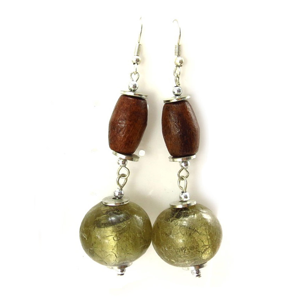 Boucles d\'oreilles \'Kilimanjaro\' marron - 75x18 mm - [R3333]