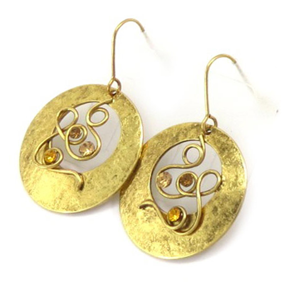 Boucles d\'oreilles \'Cléopatra\' ambre doré - 40x25 mm - [R3344]