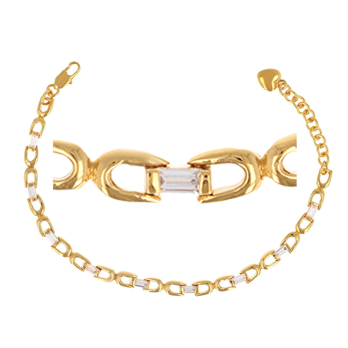 Bracelet Plaqué or \'Sissi\' blanc doré - 4 mm - [R3484]