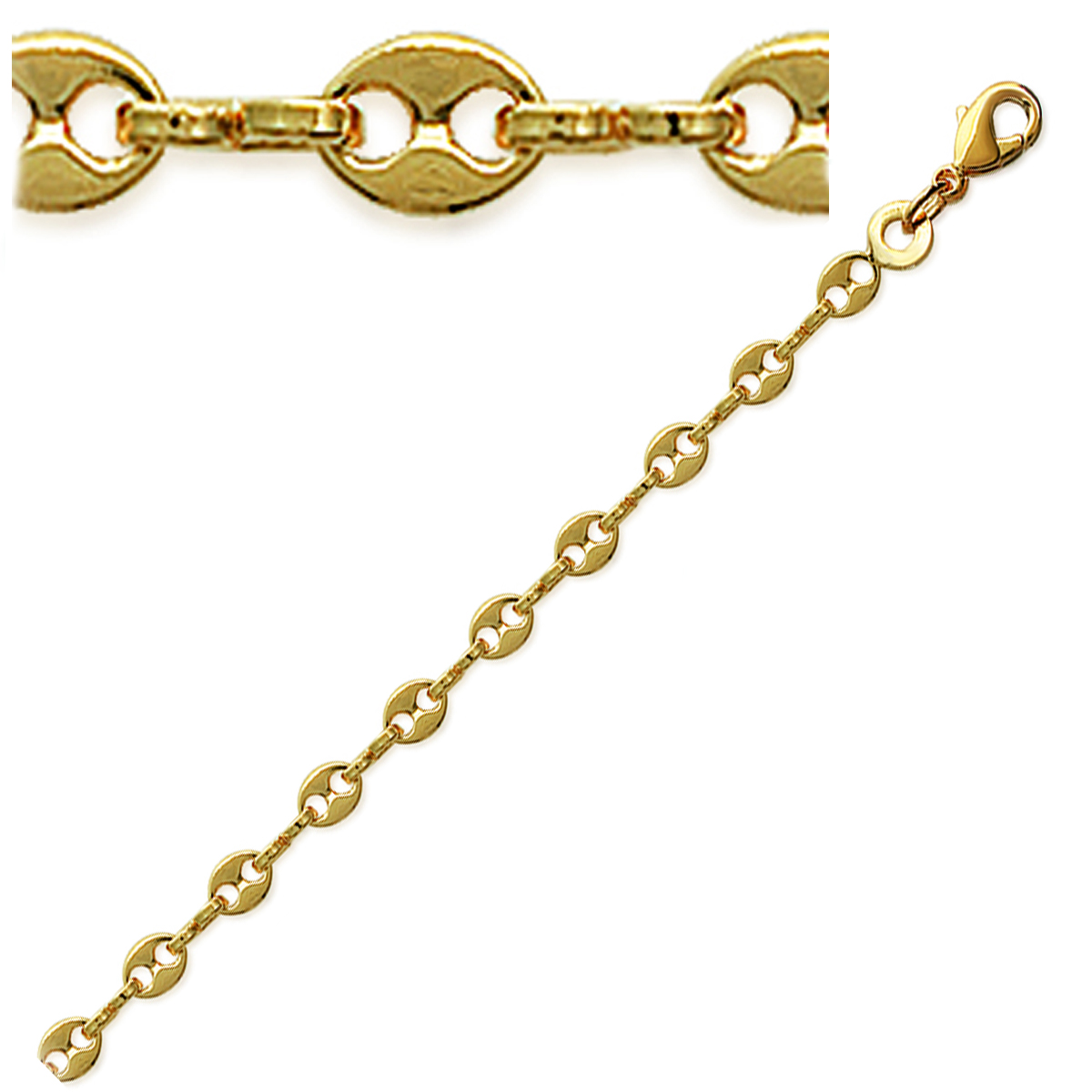 Chaîne Cheville plaqué or \'Grain de Café\' doré - 25 cm 3 mm - [Q8084]