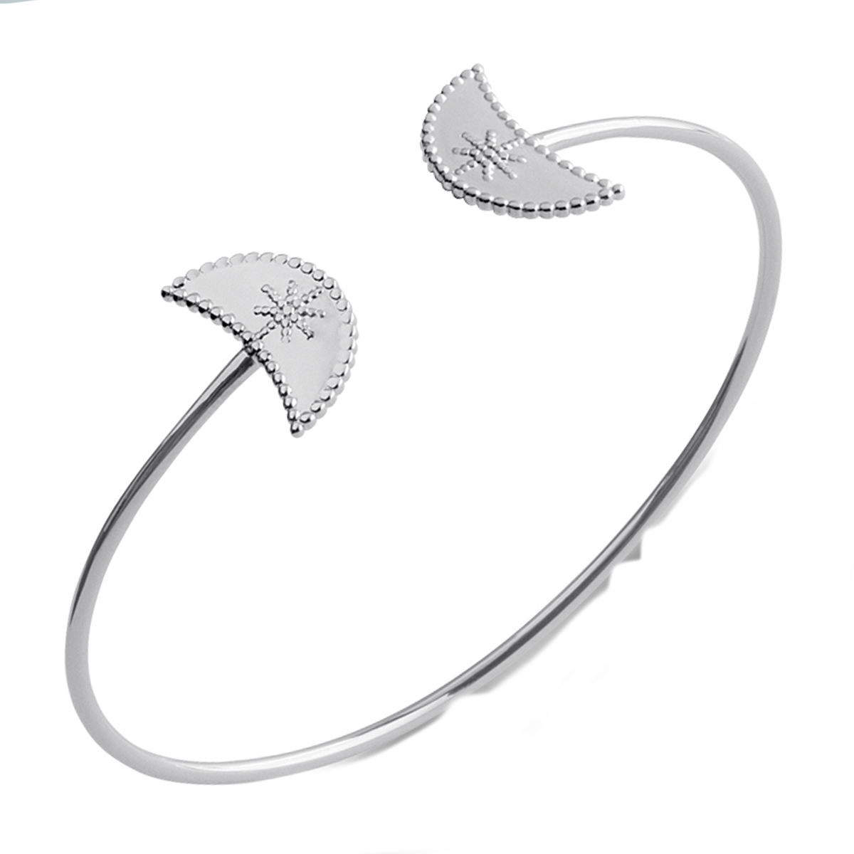 Bracelet argent \'Cleopatra\' (lunes) argenté rhodié - 15x6 mm - [Q4150]