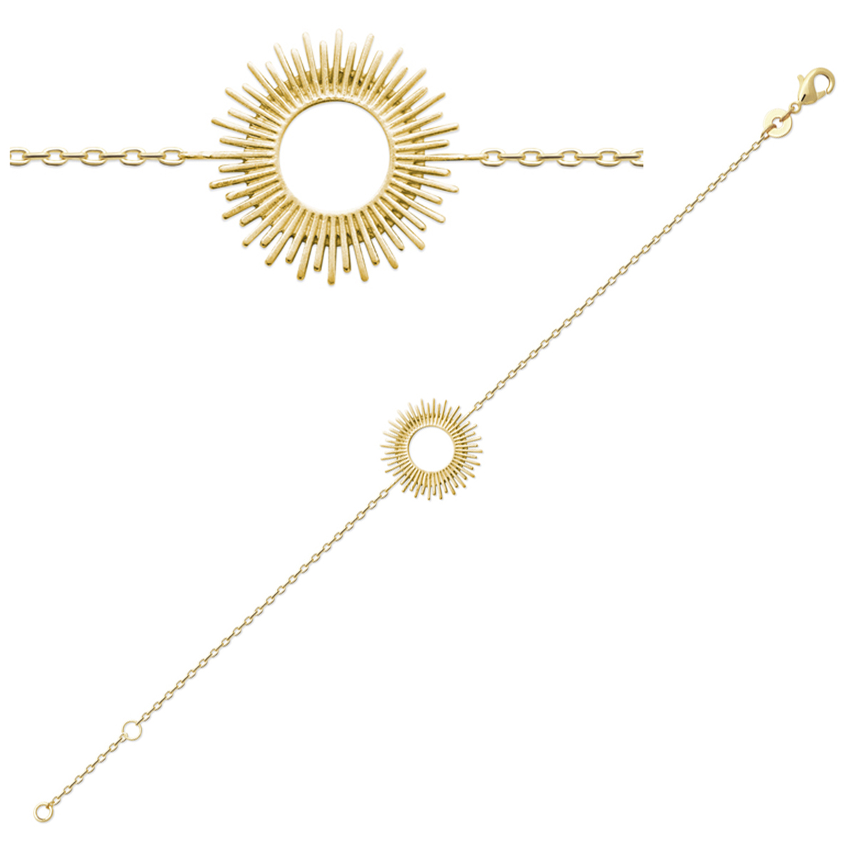 Bracelet Plaqué Or \'Cléopatra\' doré - 18 cm 17 mm (soleil) - [R3568]