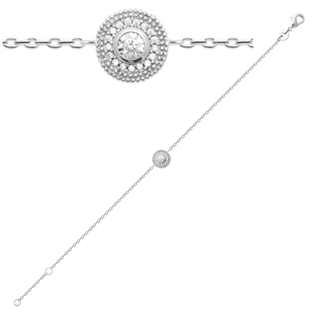 Bracelet Argent \'Sissi\' blanc argenté (rhodié) - 8 mm - [R3577]