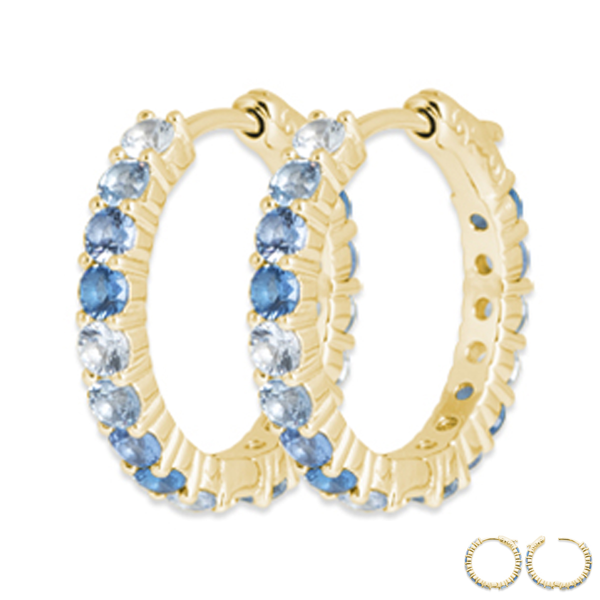 Créoles Plaqué Or \'Sissi\' bleu doré - 20x2 mm - [R3595]
