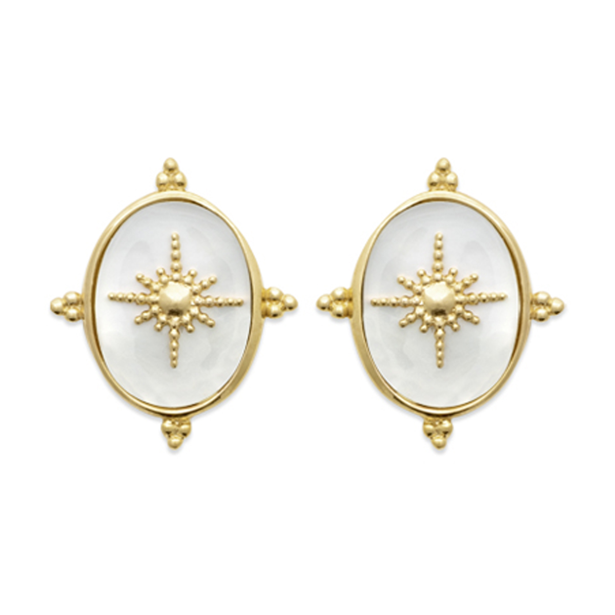 Boucles Plaqué Or \'Cleopatra\' nacre doré - 19x15 mm (étoile du nord) - [R3598]