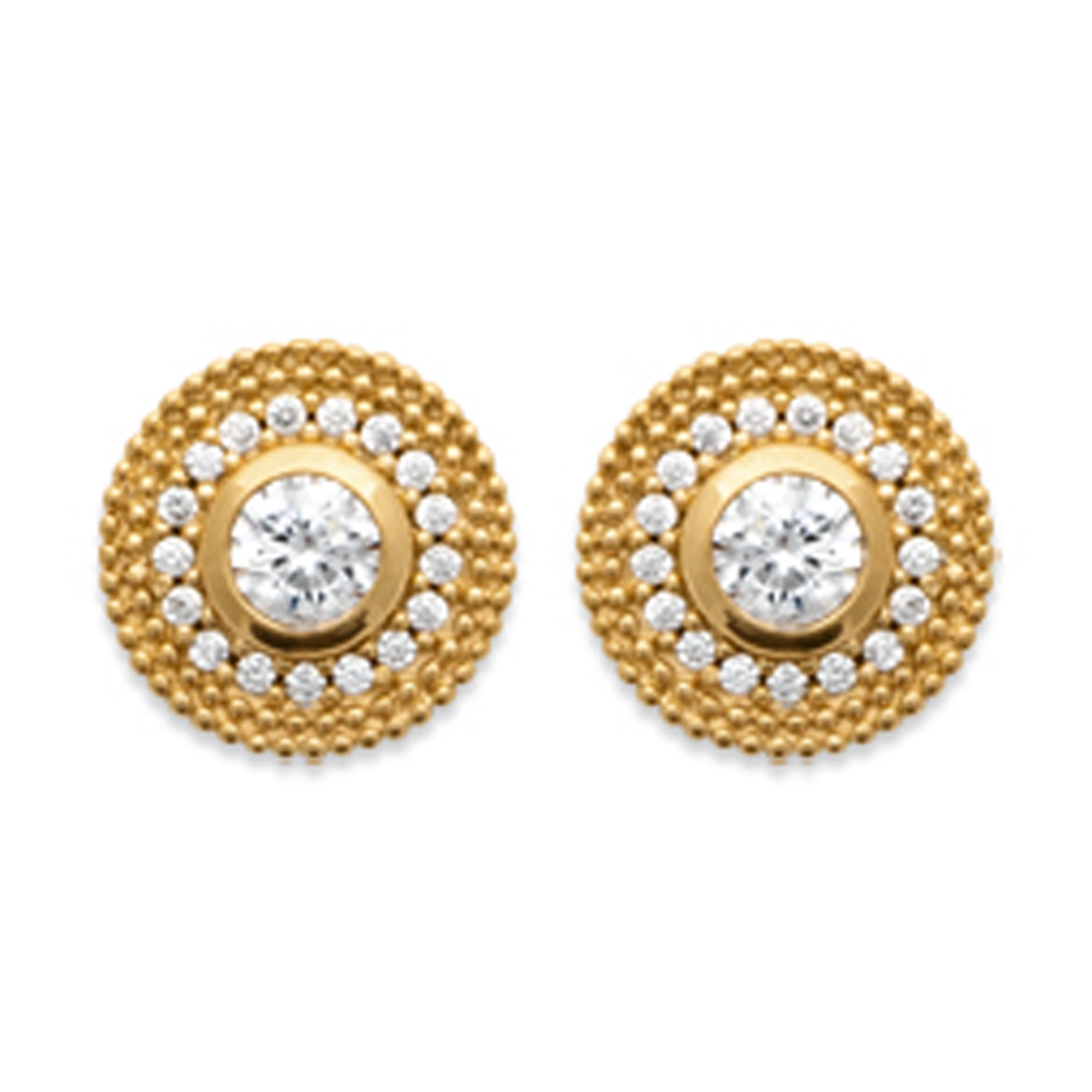 Boucles Plaqué Or \'Sissi\' blanc doré - 8 mm - [R3601]