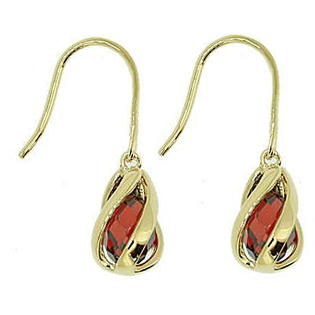 Boucles Plaqué Or \'Linda\' rouge doré - 26x16 mm - [K7168]