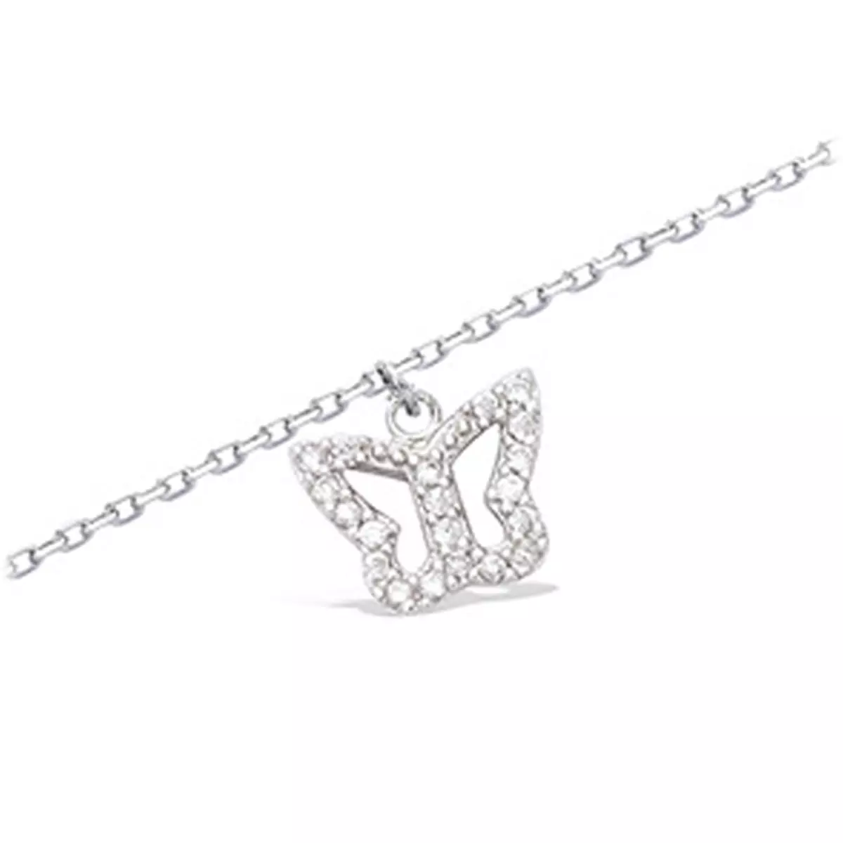 les trésors de lily Chaîne Cheville Argent 'Papillon' blanc argenté (rhodié) 10x7 mm [K9141]