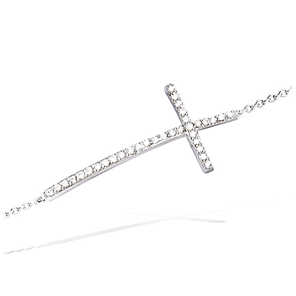 Bracelet Argent \'Croix\' blanc argenté (rhodié) - 32x15 mm - [K9505]