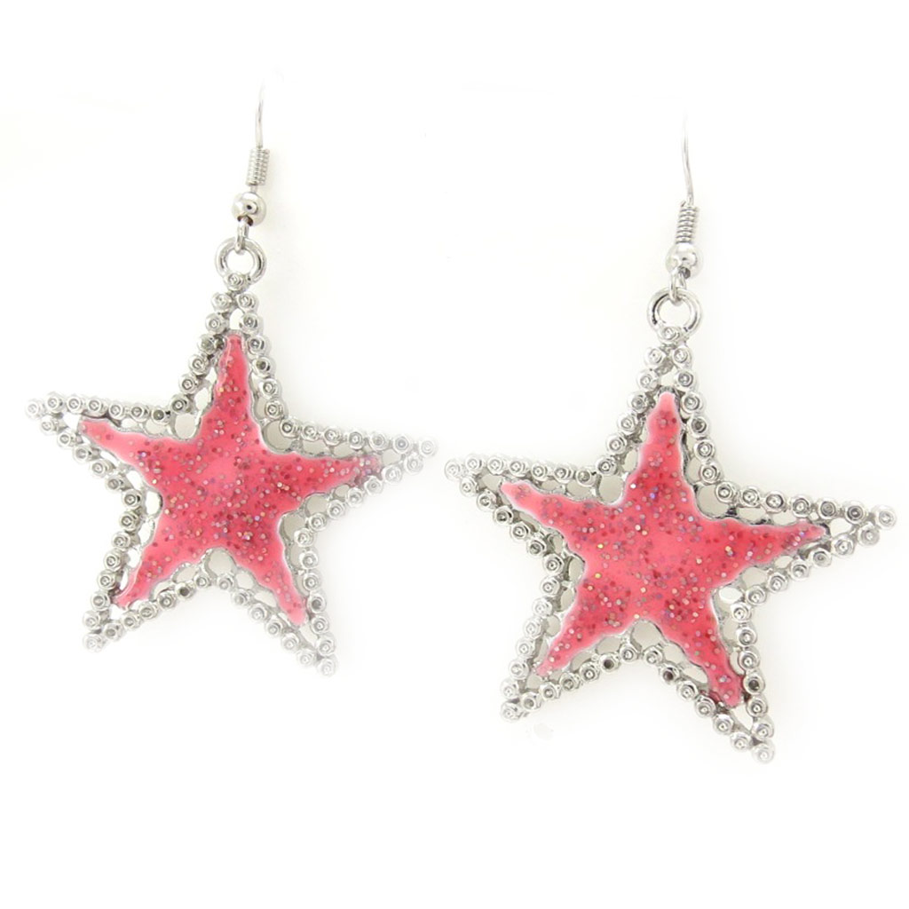 Boucles d\'oreilles \'Etoiles\' rose - 55x37 mm - [R3350]