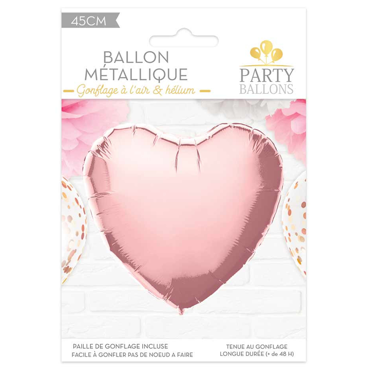 Ballon métallique \'Coeur\' rosé - 45 cm - [A0405]