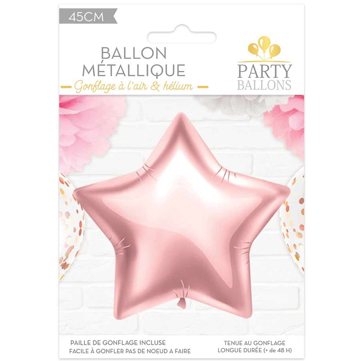 Ballon métallique \'Etoile\' rosé - 45 cm - [A0406]