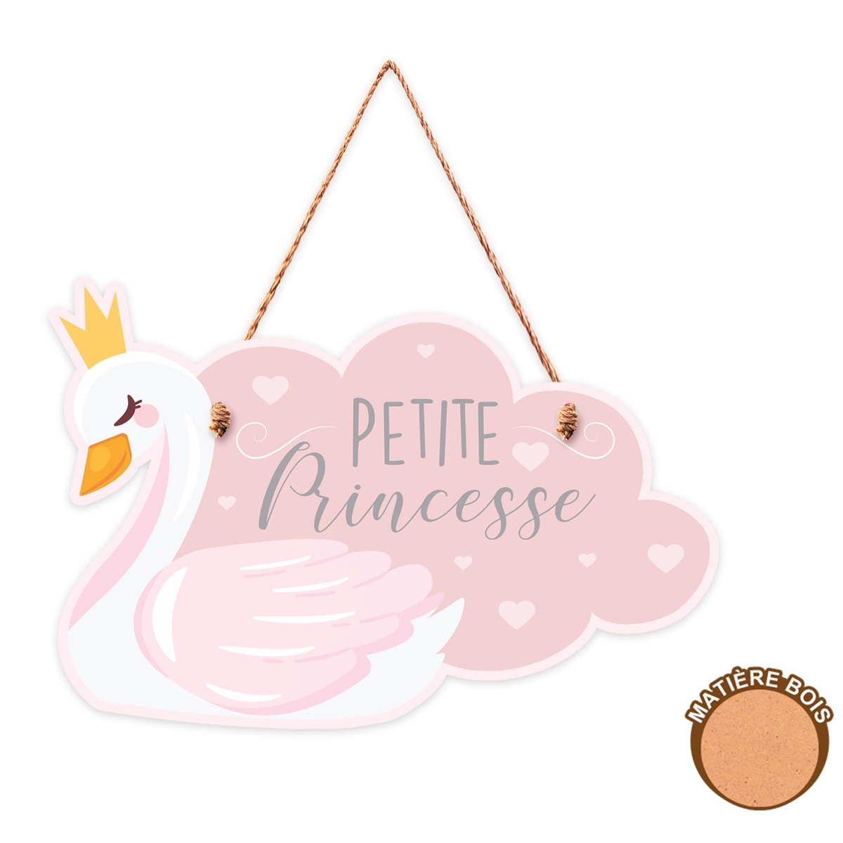 Plaque bois \'Petite Princesse\' rose - 185x125 cm - [A0705]
