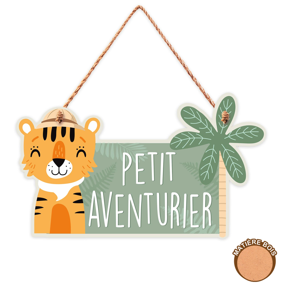 Plaque bois \'Petit Aventurier\' orange vert - 195x115 cm - [A0706]