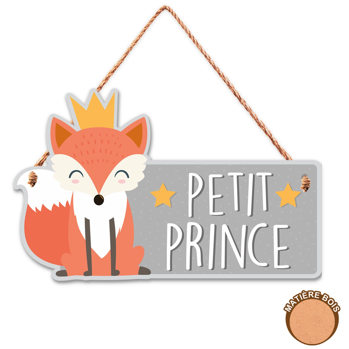 Plaque bois \'Petit Prince\' orange gris - 20x125 cm - [A0707]