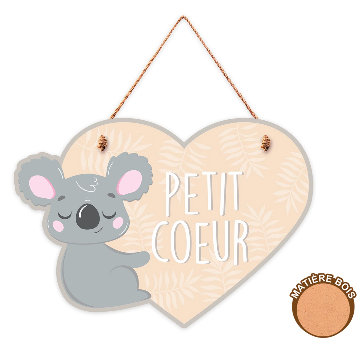 Plaque bois \'Petit Coeur\' koala - 18x14 cm - [A0711]