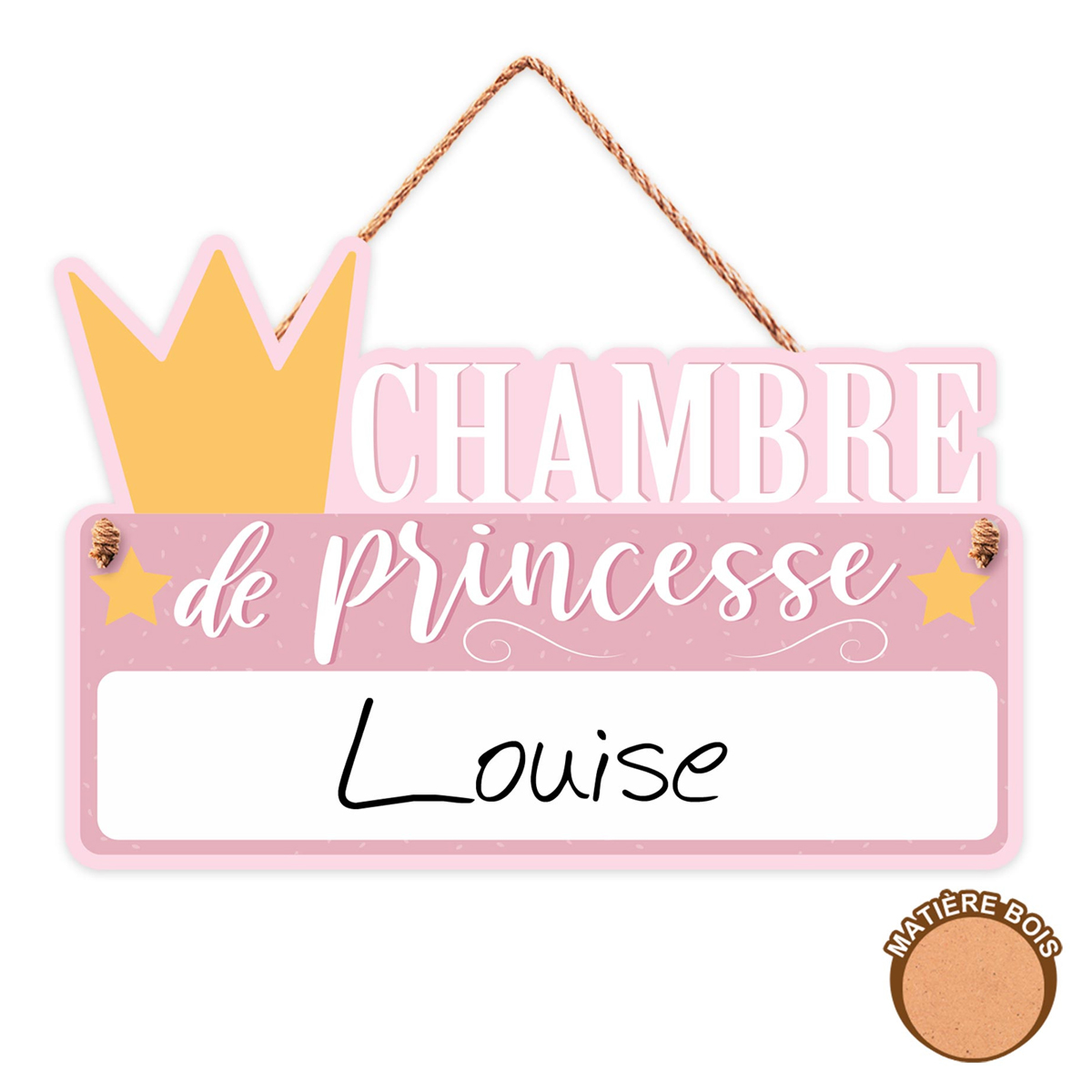 Plaque bois personnalisable \'Chambre de Princesse \' rose - 19x125 cm - [A0714]