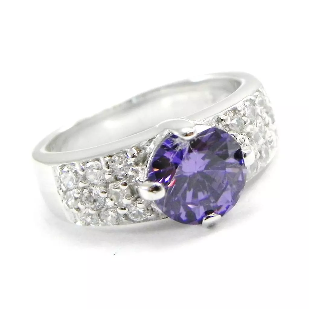 les trésors de lily Bague Argent 'Sissi' Améthyste Blanc [B9621]
