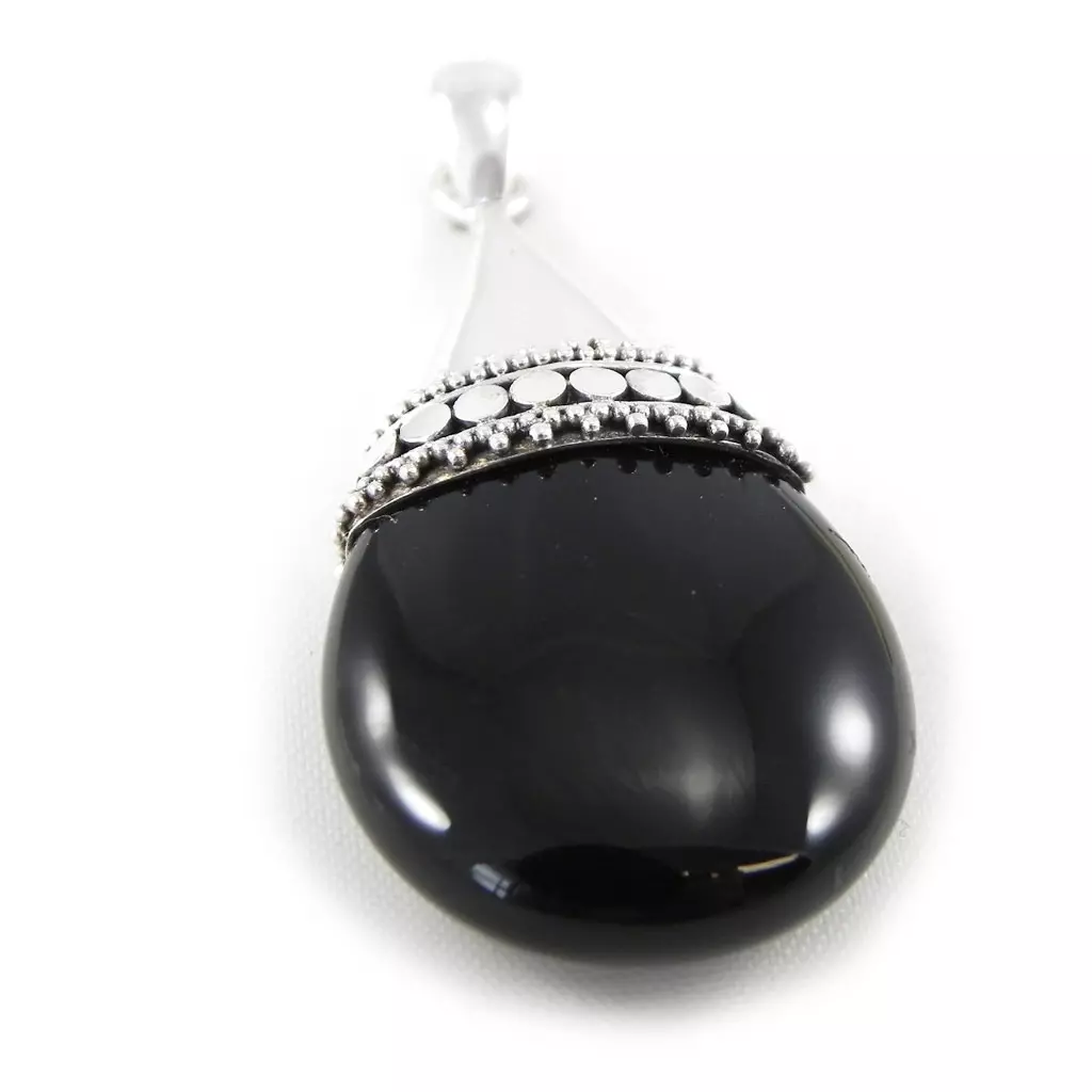 les trésors de lily Pendentif Argent 'Ruth' onyx [H2503]