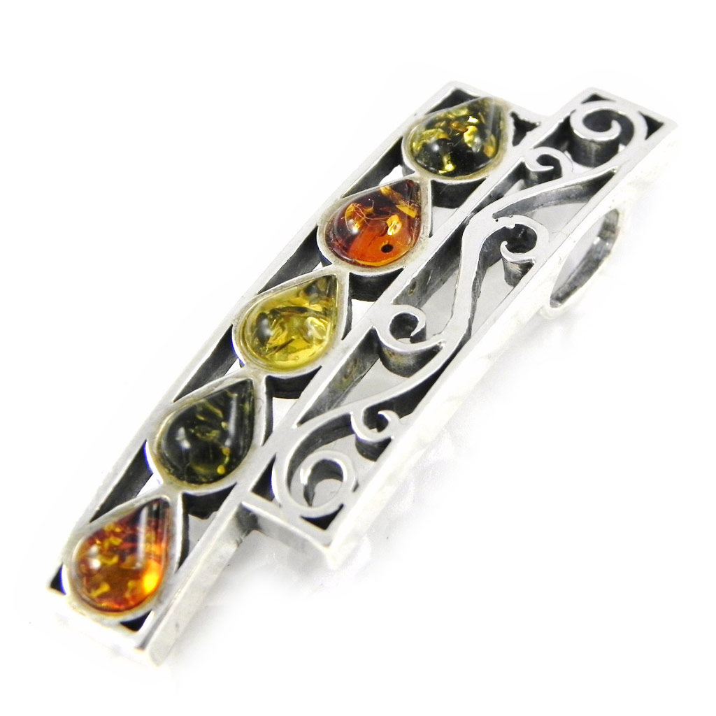 Pendentif Argent \'Macbeth\' Ambre  - [H5420]