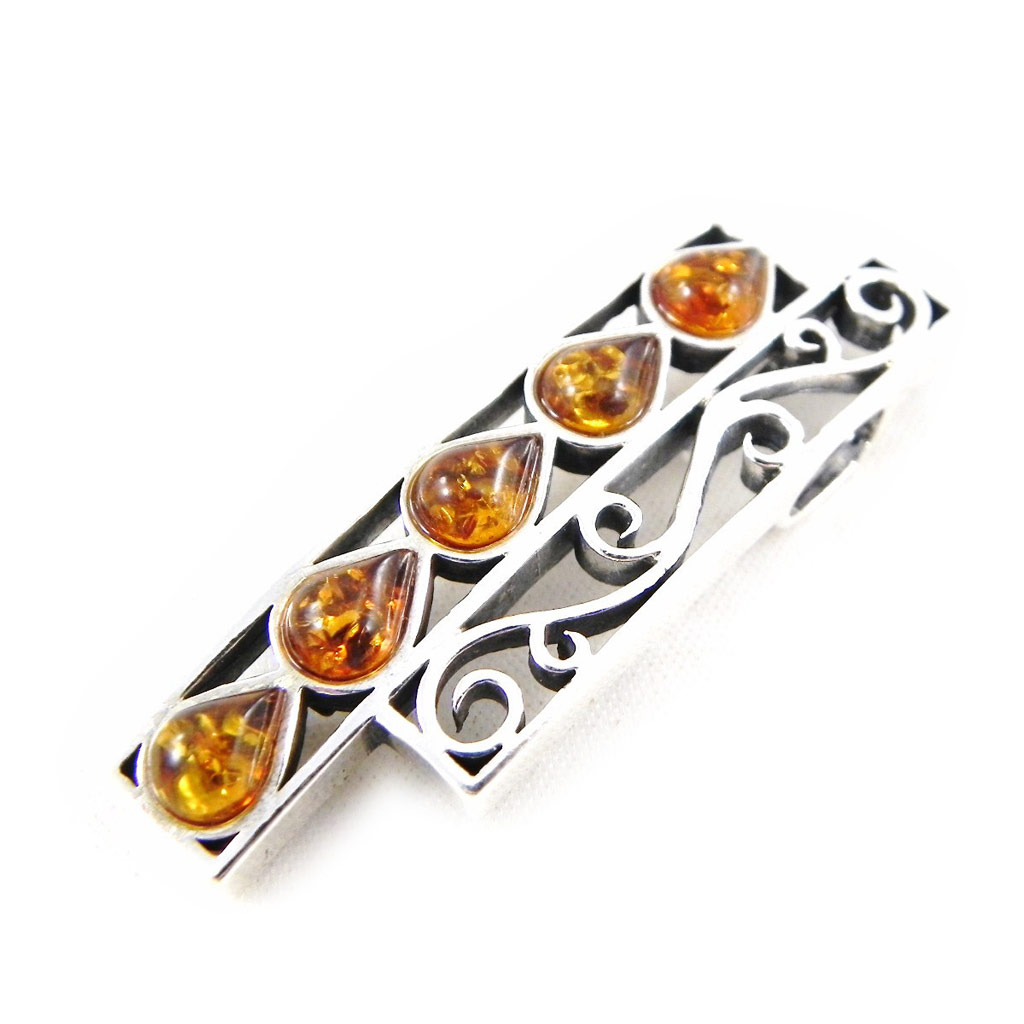 Pendentif Argent \'Macbeth\' Ambre  - [H5425]