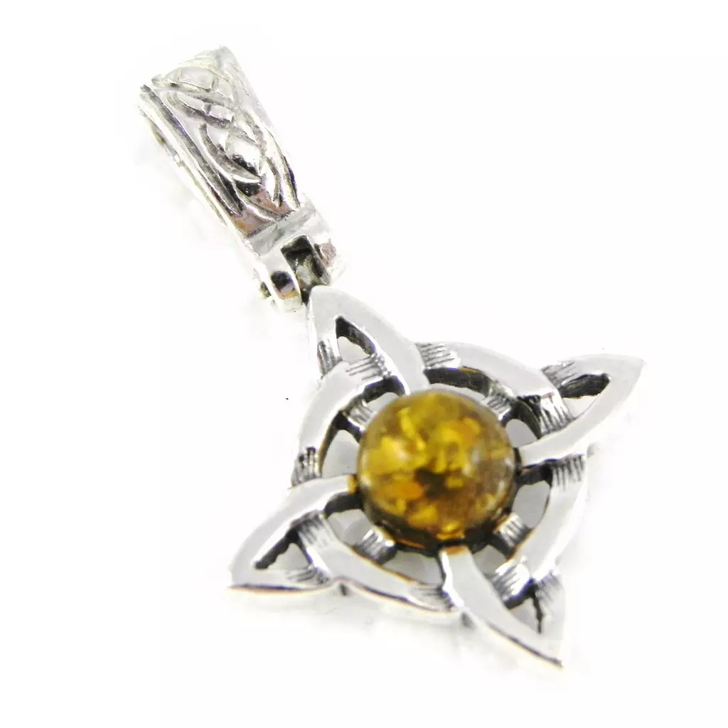 les trésors de lily Pendentif Argent 'Croix Macbeth' Ambre [H5437]
