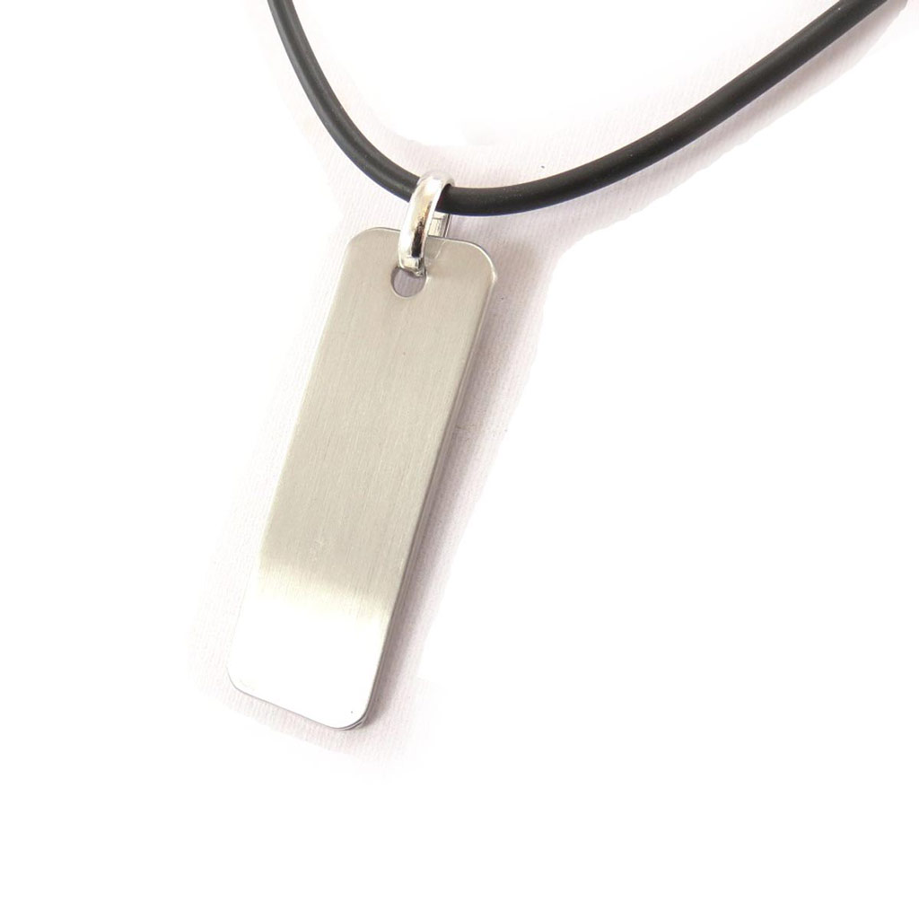 Collier acier \'Peaceful\' noir argenté  - [J7772]