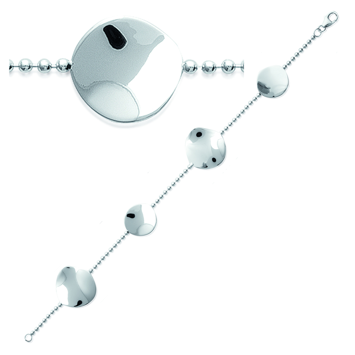 Bracelet Argent \'Chorégraphie\' argenté (rhodié) - 13 et 17 mm - [K2412]